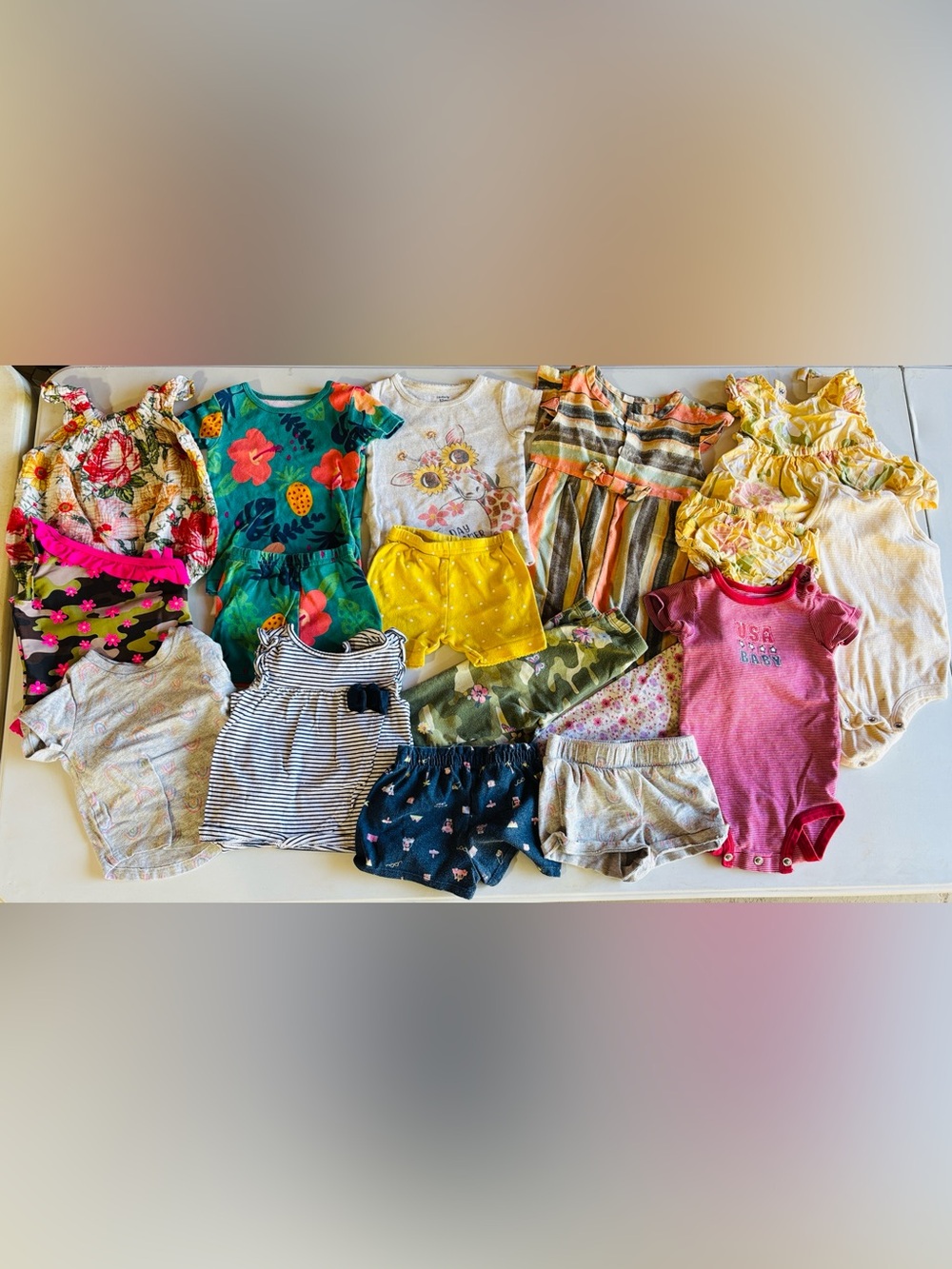 18 piece baby girl summer bundle; 12 months; mostly Carter’s brand